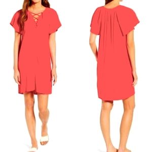 Madewell Flutter Lace Up Red Dress Medium